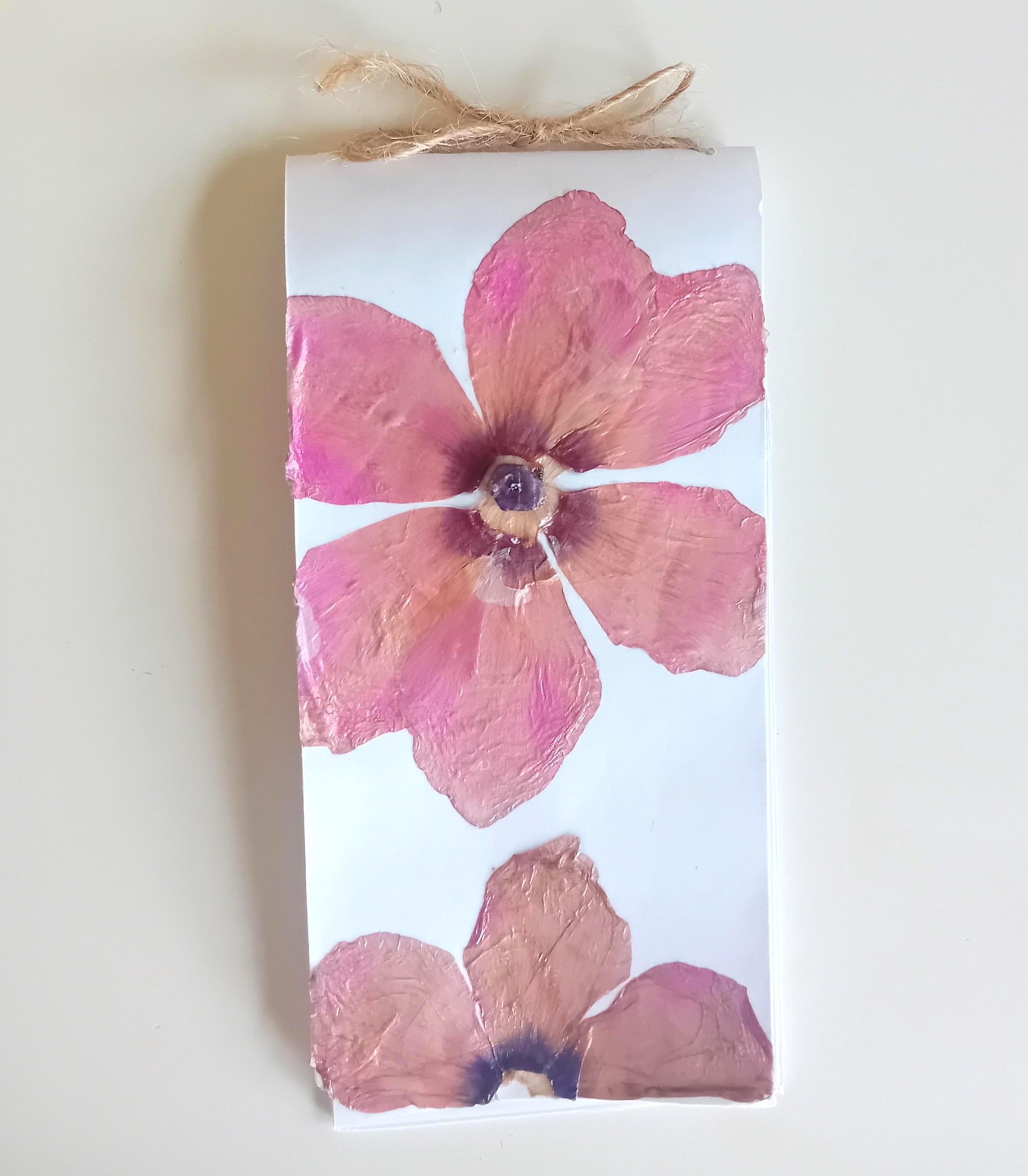Handmade Ruby Pressed Flower Tarot Sized Notebooks x 5 - Botanical Flower Petals, Organic UK